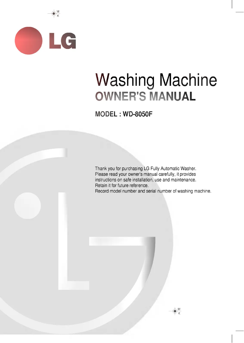 Page n°1 - Manuel utilisateur LG WDS8050F