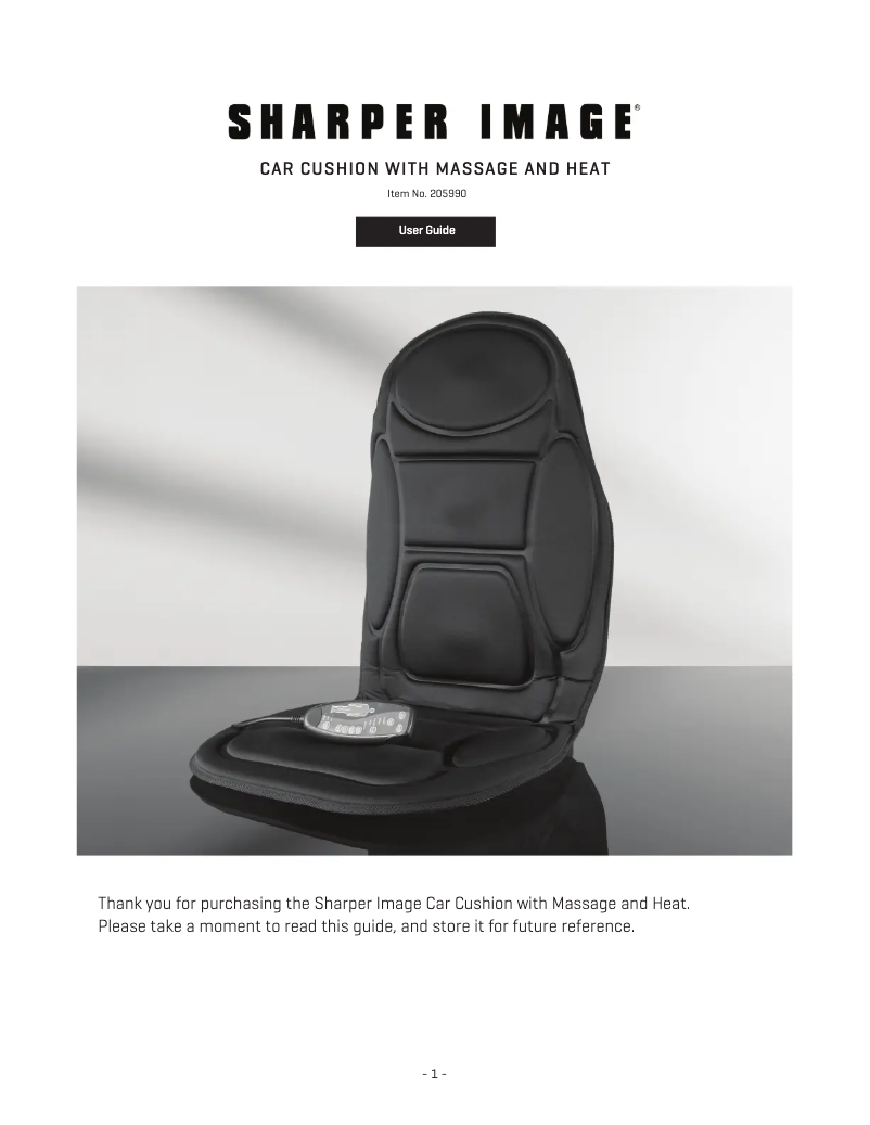 Page n°1 - Manuel utilisateur Sharper Image Car Cushion with Massage and Heat