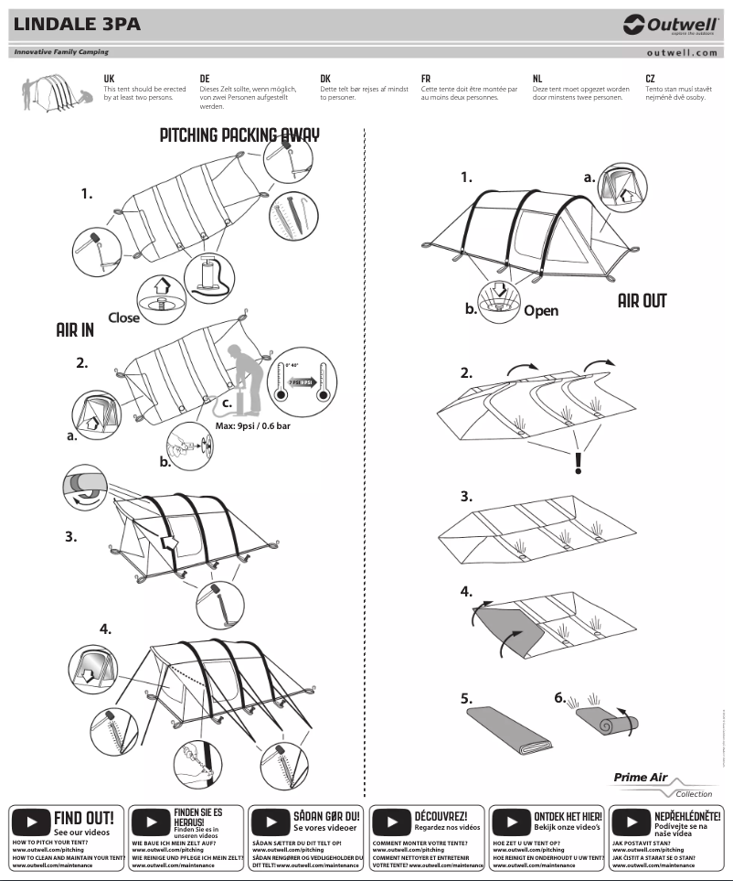 Page 1 de la notice Mode d'emploi Outwell Lindale 3PA
