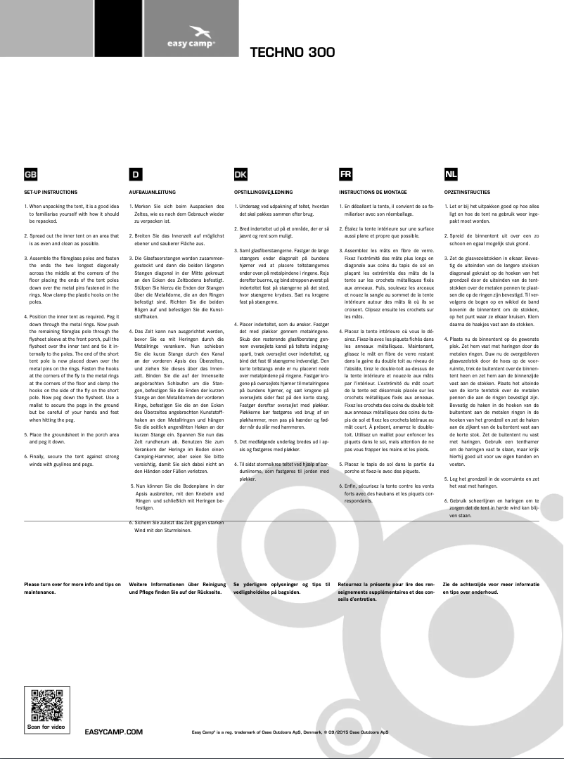 Page n°1 - Manuel utilisateur Easy Camp Techno 300
