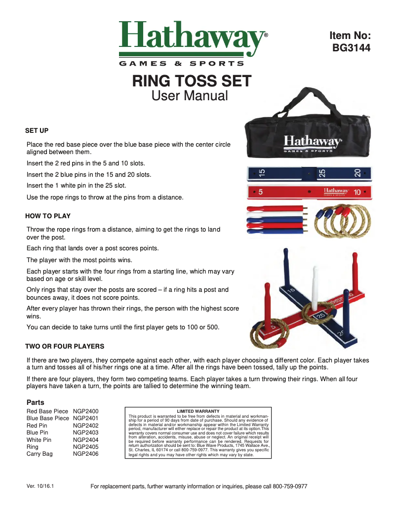 Page 1 de la notice Manuel utilisateur Hathaway BG3144