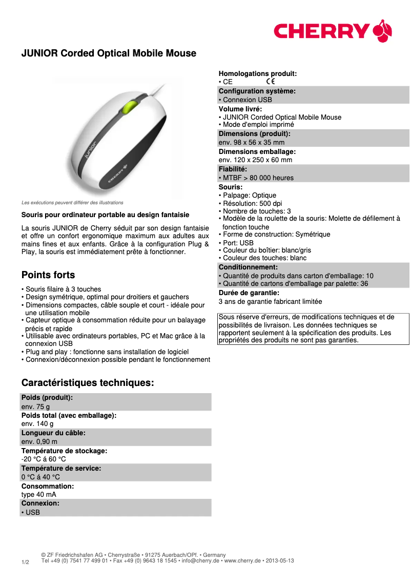 Image de la première page du manuel de l'appareil JUNIOR M-T1000