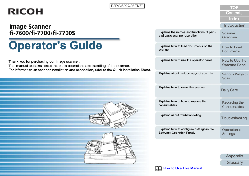 Page 1 de la notice Manuel utilisateur Ricoh fi-7700