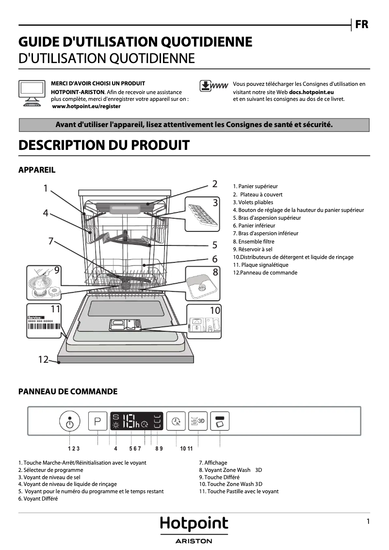Page n°1 - Manuel utilisateur Hotpoint Ariston HIO 3T223 WGF E