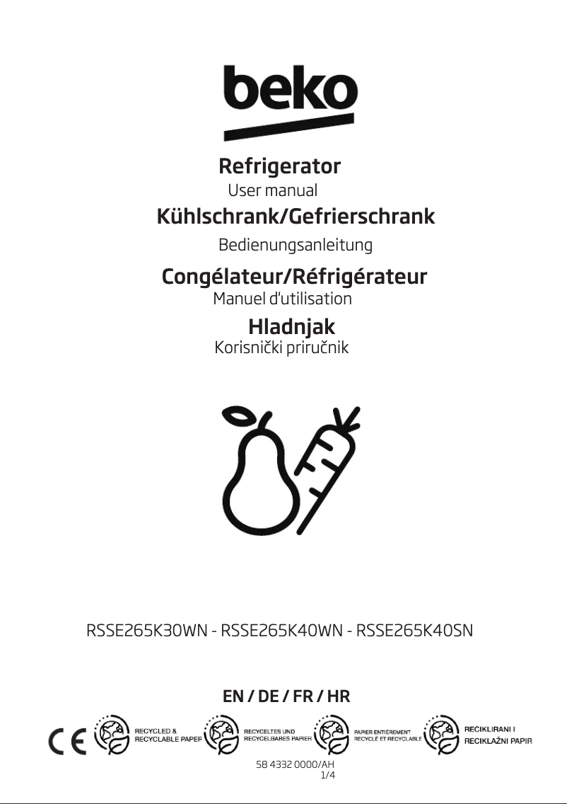 Page n°1 - Manuel utilisateur Beko RSSE265K40WN