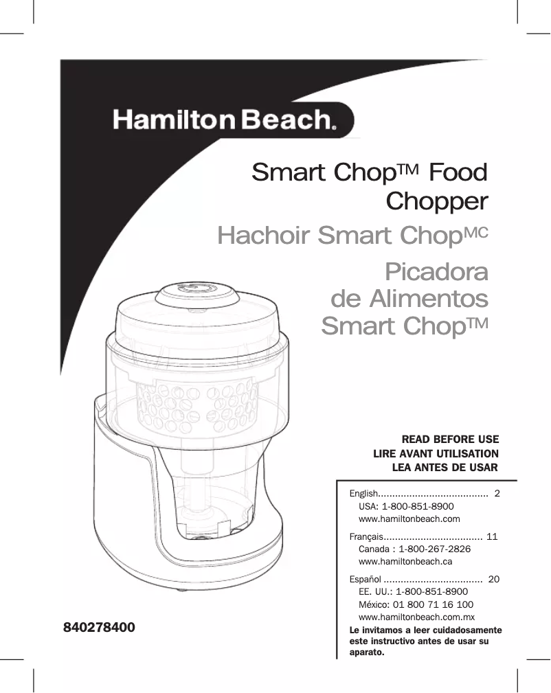Page n°1 - Manuel utilisateur Hamilton Beach 72950
