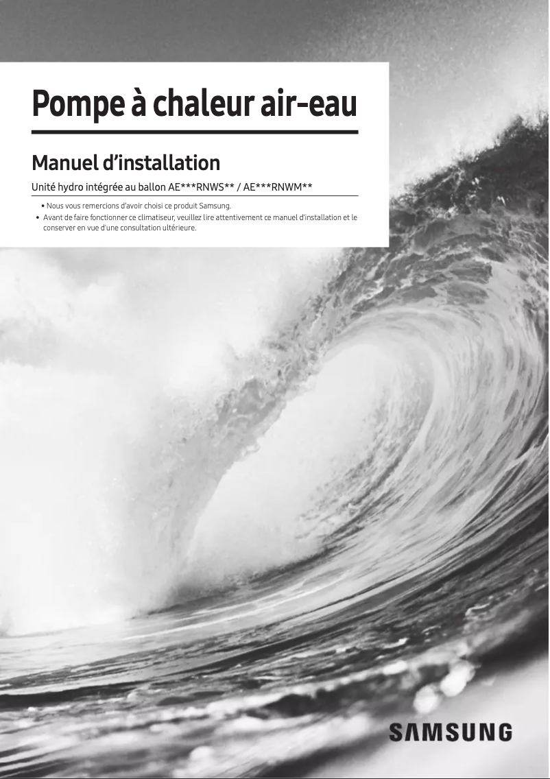 Page n°1 - Guide d'installation Samsung AE260RNWSEG