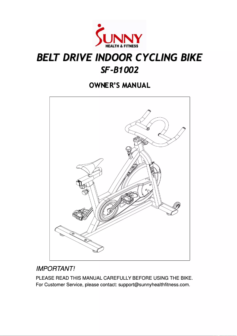 Page 1 de la notice Manuel utilisateur Sunny Health & Fitness SF-B1002