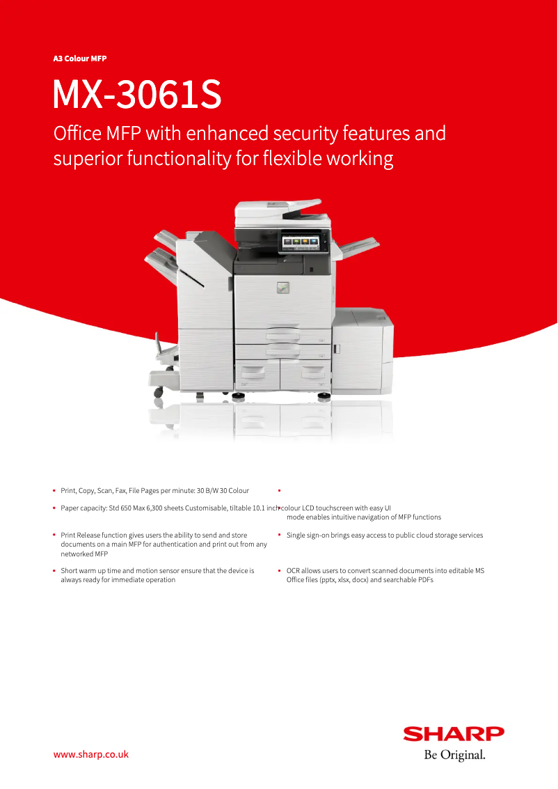 Image de la première page du manuel de l'appareil MX-3061S