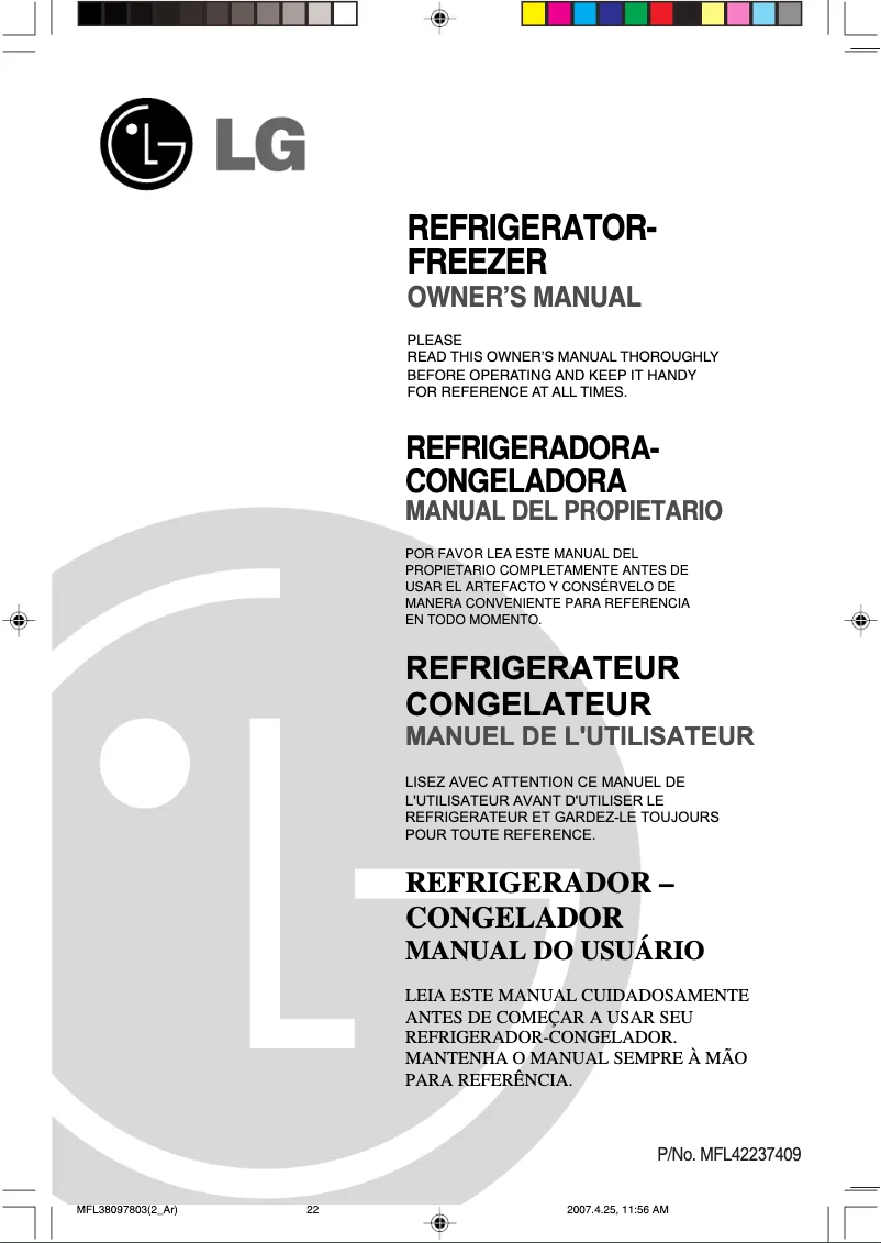 Page n°1 - Manuel utilisateur LG GR-M572YVQ