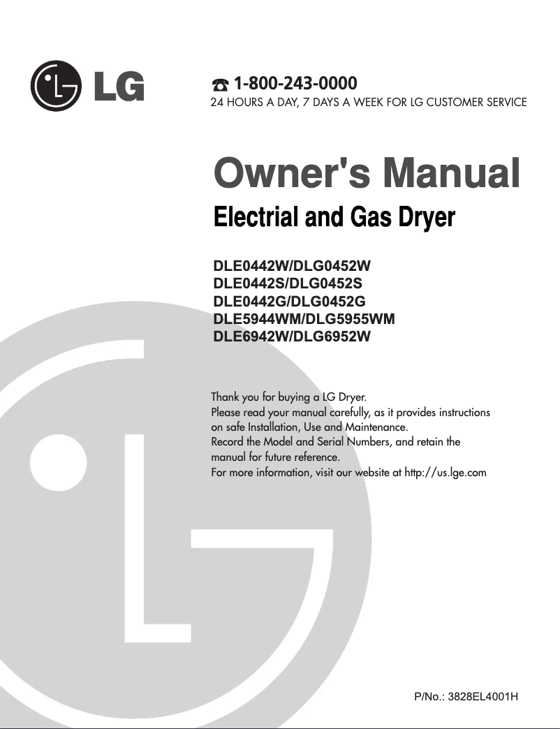Page n°1 - Manuel utilisateur LG DLG0452G