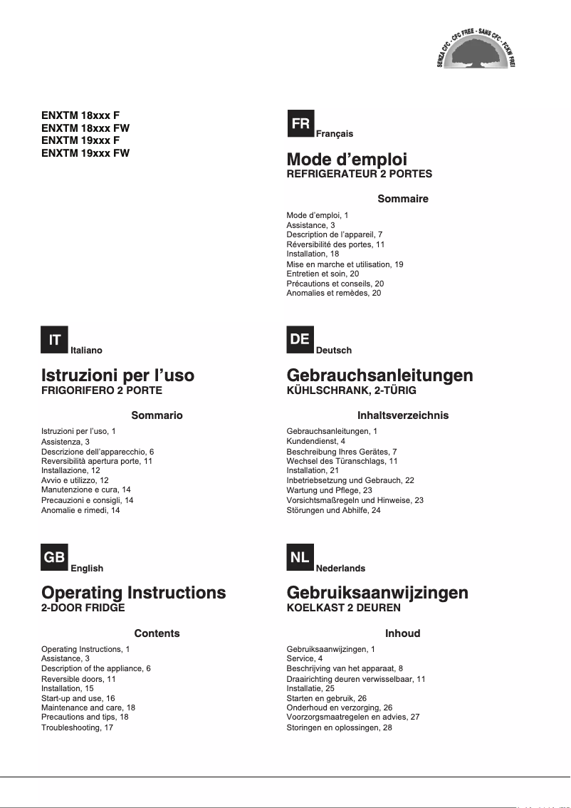 Page n°1 - Manuel utilisateur Hotpoint ENXTM 18322 X F