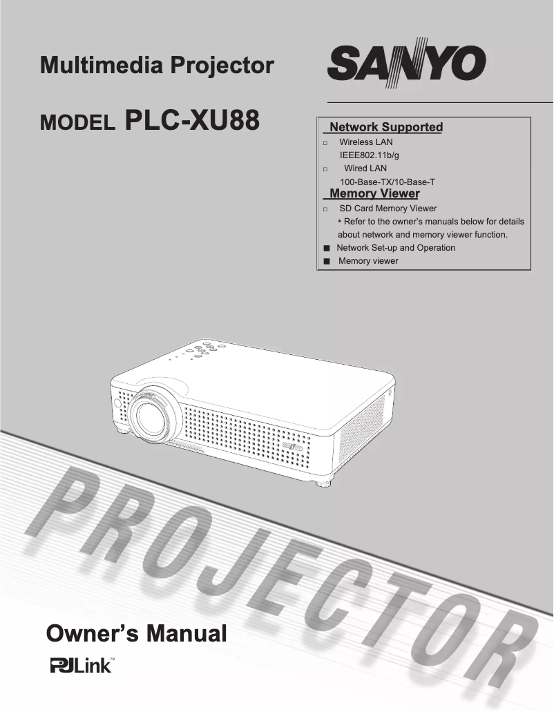 Page 1 de la notice Manuel utilisateur Sanyo PLC-XU88