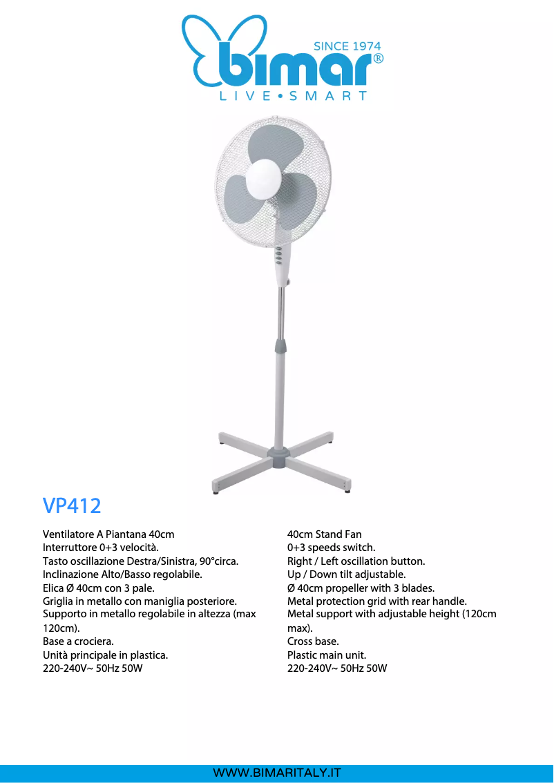 Page n°1 - Fiche technique Bimar VP412