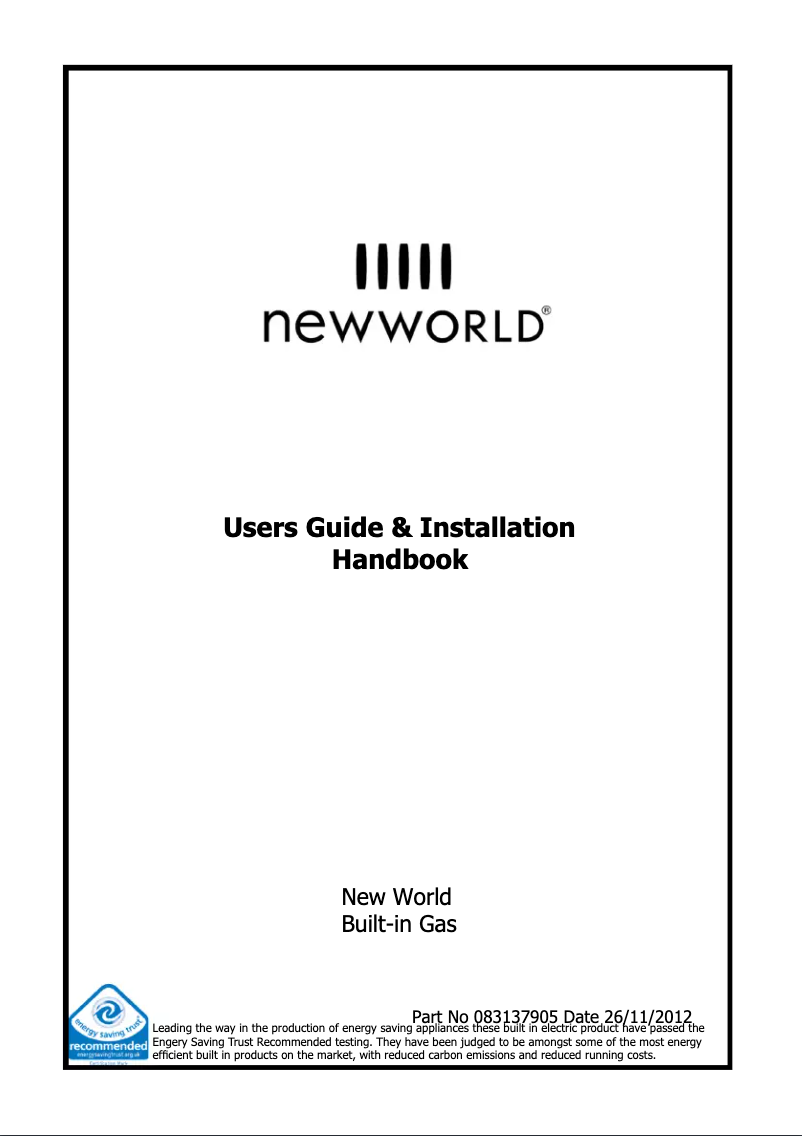 Page n°1 - Manuel utilisateur New World NW601G