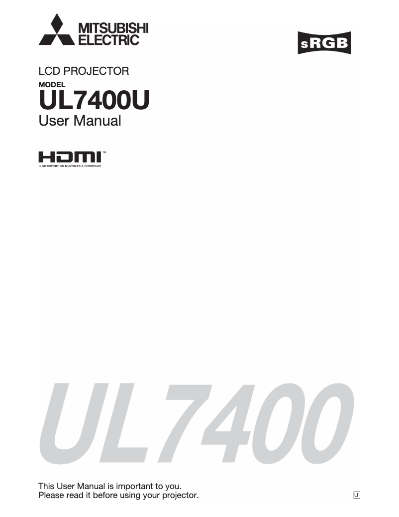 Page 1 de la notice Manuel utilisateur Mitsubishi UL7400U