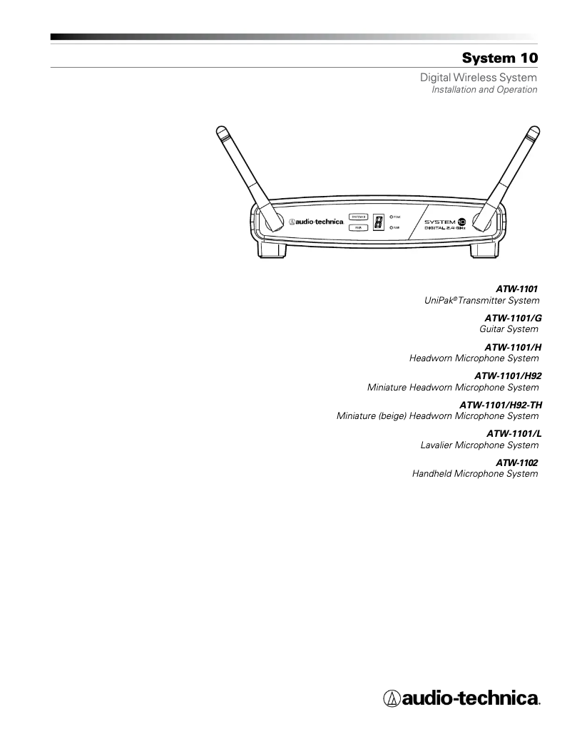 Page n°1 - Manuel utilisateur Audio-Technica ATW-1101/L
