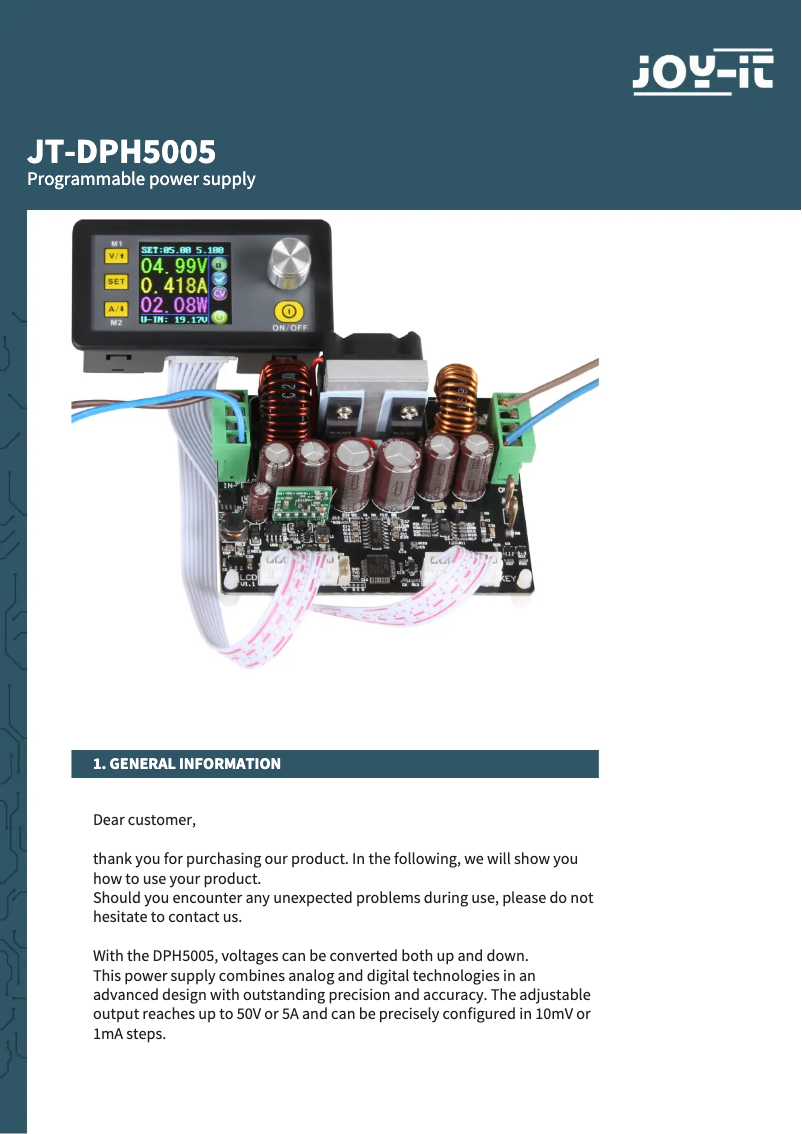 Image de la première page du manuel de l'appareil JT-DPH5005