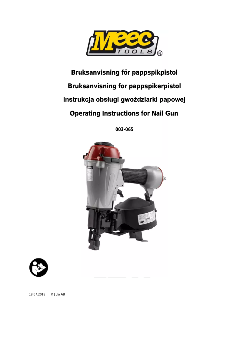 Page 1 de la notice Manuel utilisateur Meec Tools 003-065
