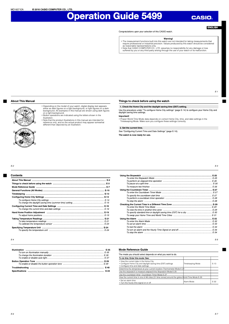 Page 1 de la notice Manuel utilisateur Casio ERA-600D-1A9VUEF