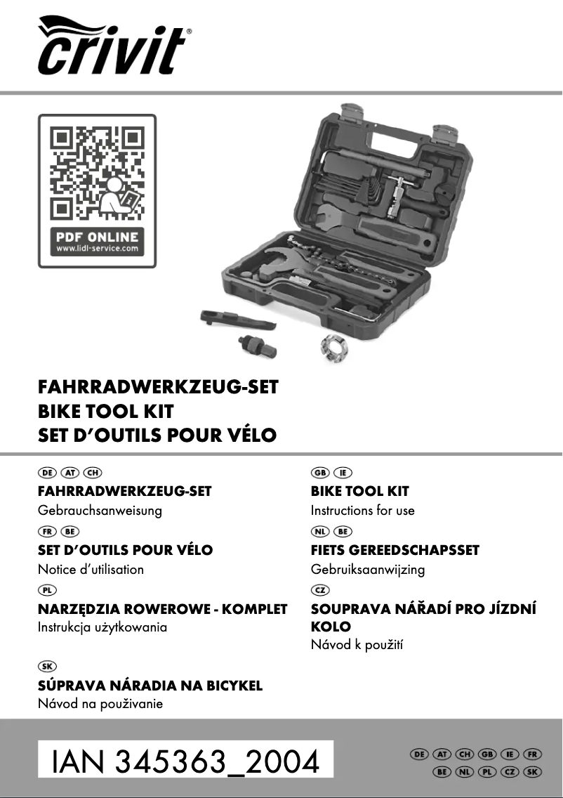Page 1 de la notice Manuel utilisateur Crivit IAN 345363