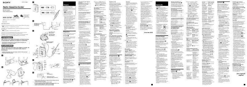 Image de la première page du manuel de l'appareil Walkman WM-GX788