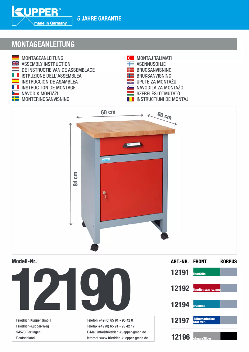 Page n°1 - Manuel utilisateur Küpper 12192