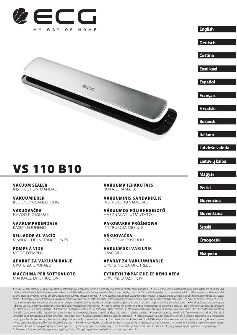 Image de la première page du manuel de l'appareil VS 110 B10