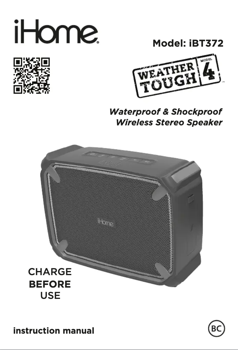 Page n°1 - Manuel utilisateur iHome iBT372