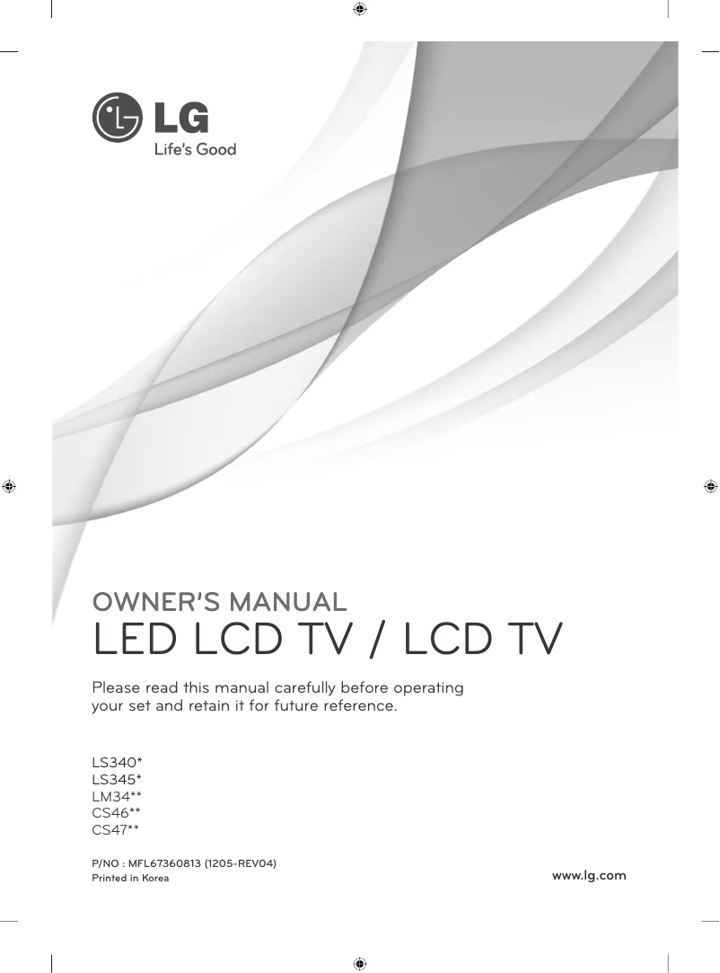 Page n°1 - Manuel utilisateur LG 42LS3400