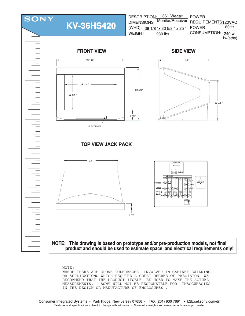 Image de la première page du manuel de l'appareil KV-36HS420