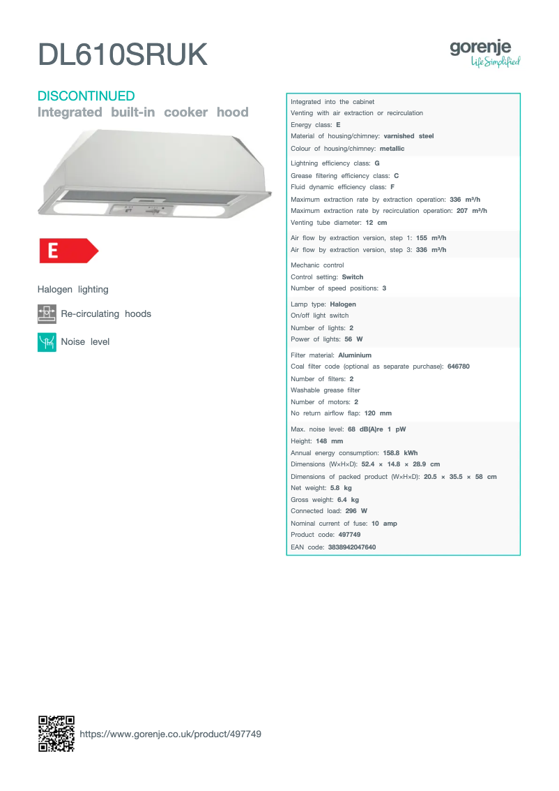 Page n°1 - Manuel utilisateur Gorenje DL610SRUK