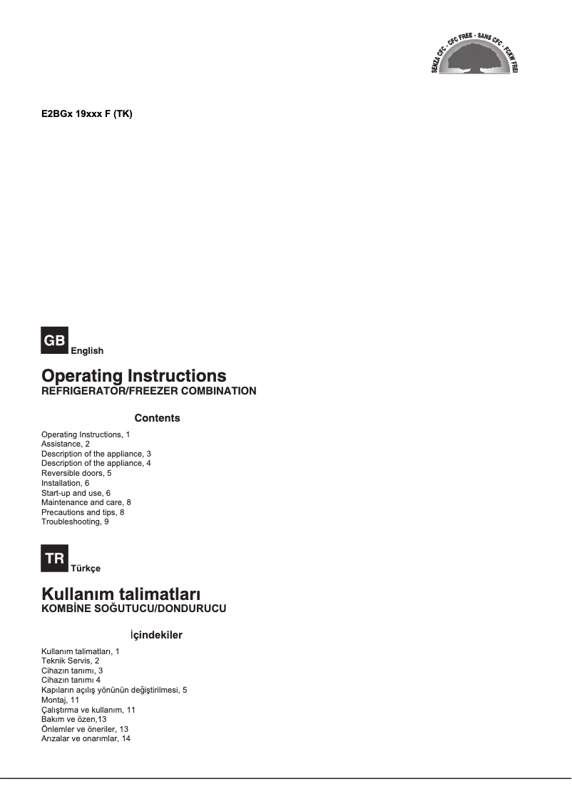 Page n°1 - Manuel utilisateur Hotpoint E2BGH 19323 F O3 (TK)