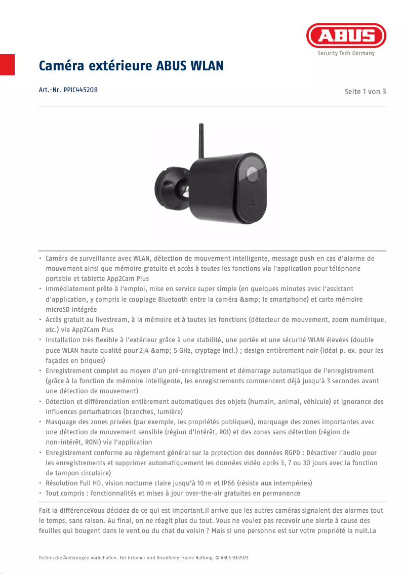 Image de la première page du manuel de l'appareil PPIC44520B