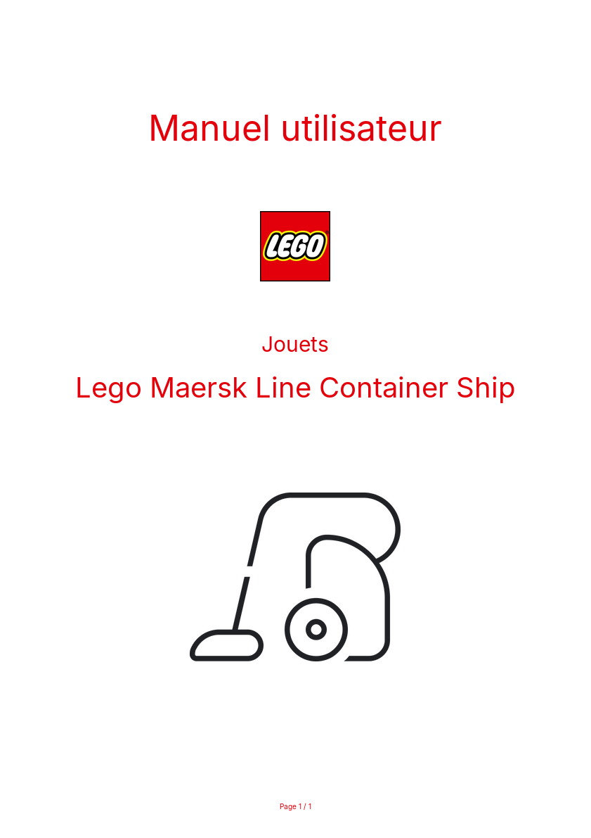 Page n°1 - Manuel utilisateur Lego Maersk Line Container Ship