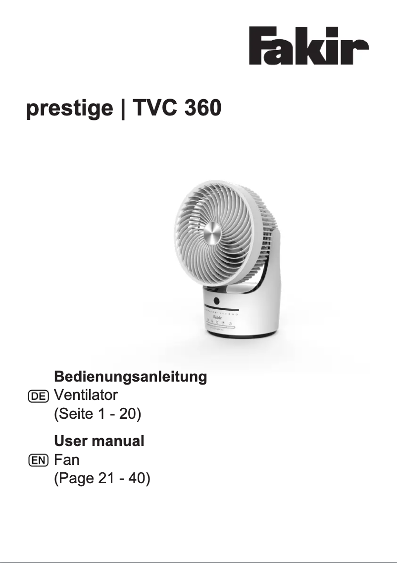 Image de la première page du manuel de l'appareil Prestige TVC 360