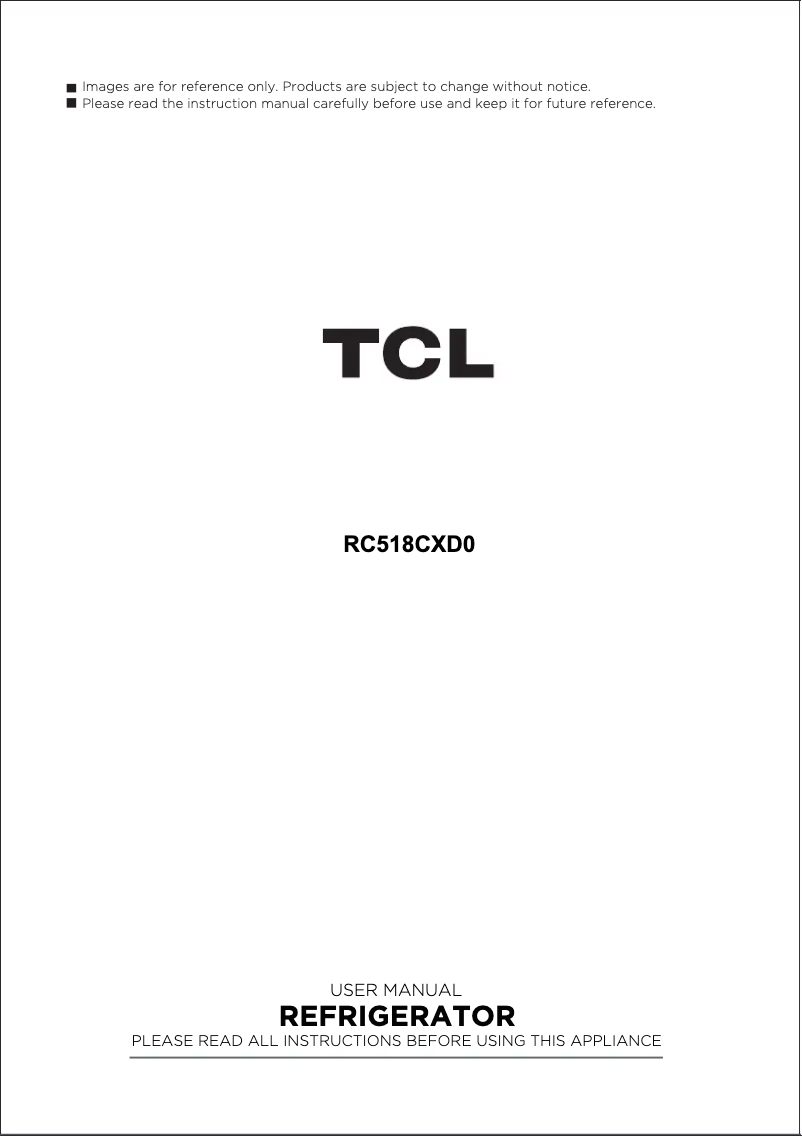 Page 1 de la notice Manuel utilisateur TCL RC518CXD0