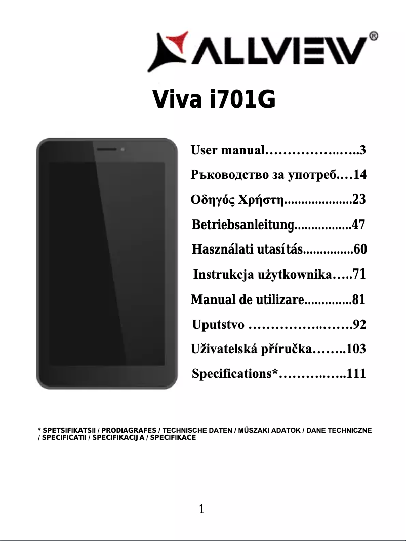 Page n°1 - Manuel utilisateur Allview Viva i701G