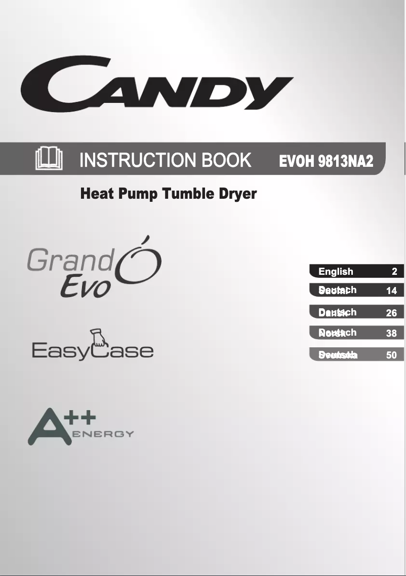 Page n°1 - Manuel utilisateur Candy EVOH 9813NA2