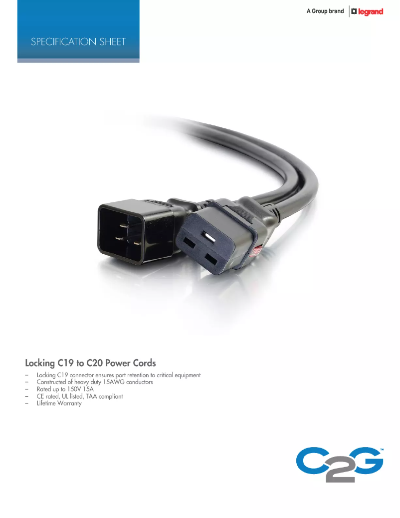 Page n°1 - Manuel utilisateur C2G 3m, C20/C19