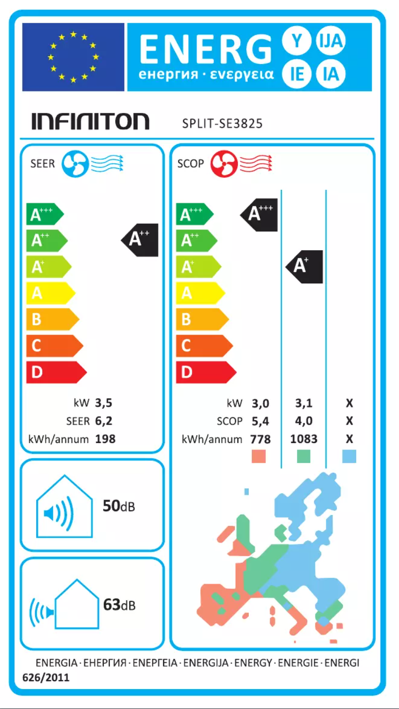 Page n°1 - Label énergétique Infiniton SPLIT-SE3825