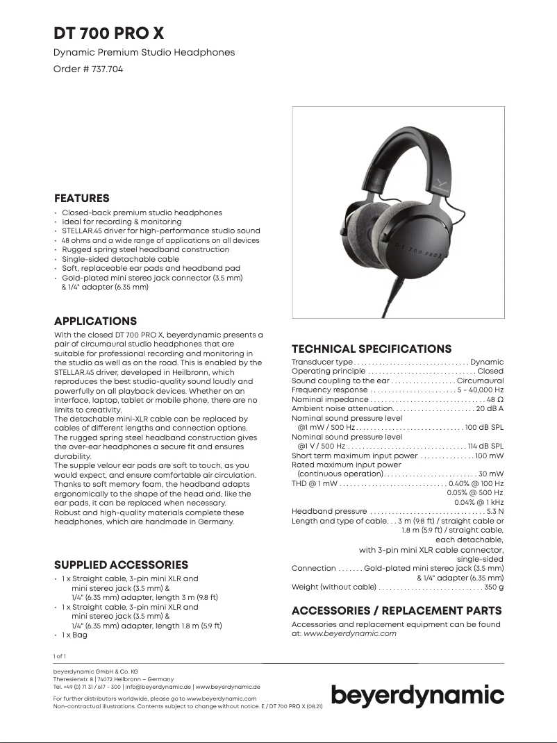 Image de la première page du manuel de l'appareil DT 700 PRO X