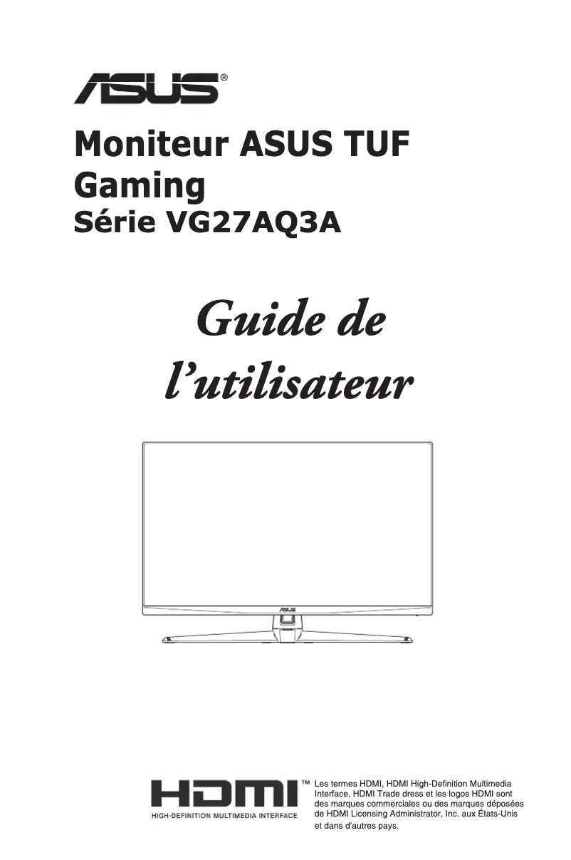 Page 1 de la notice Manuel utilisateur Asus TUF Gaming VG27AQ3A