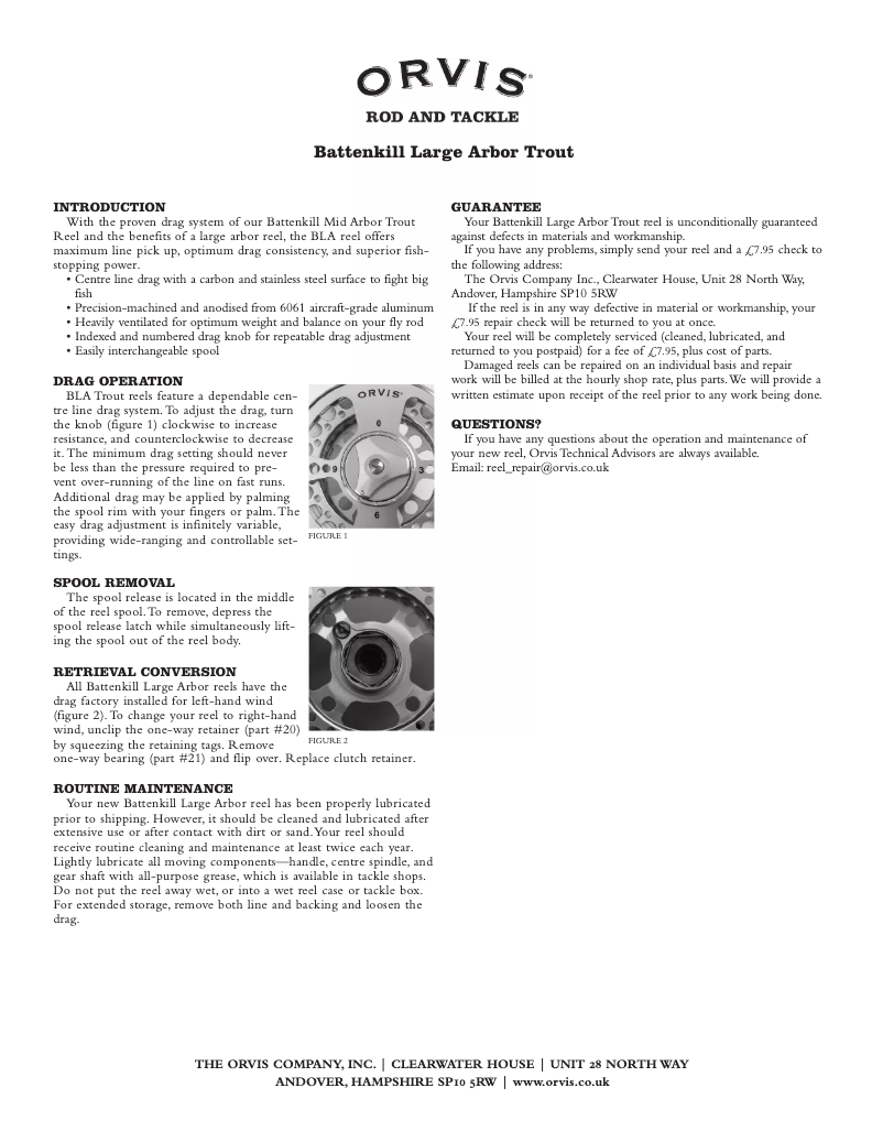 Page 1 de la notice Manuel utilisateur Orvis Battenkill Large Arbor Trout II