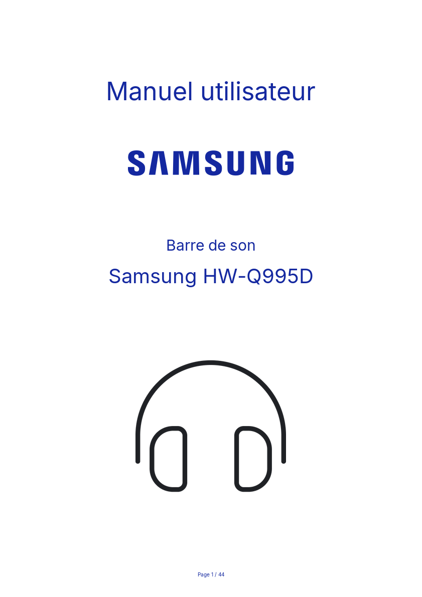 Page n°1 - Manuel utilisateur Samsung HW-Q995D