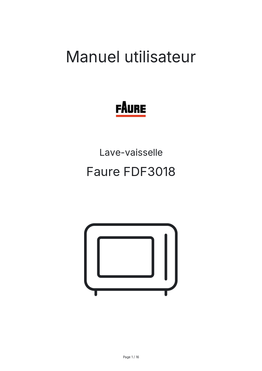 Page n°1 - Manuel utilisateur Faure FDF3018