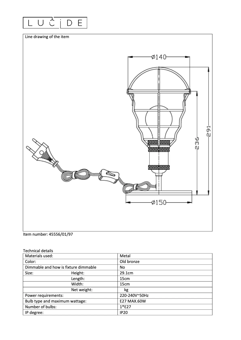 Page 1 de la notice Manuel utilisateur Lucide Zych 45556/01/97