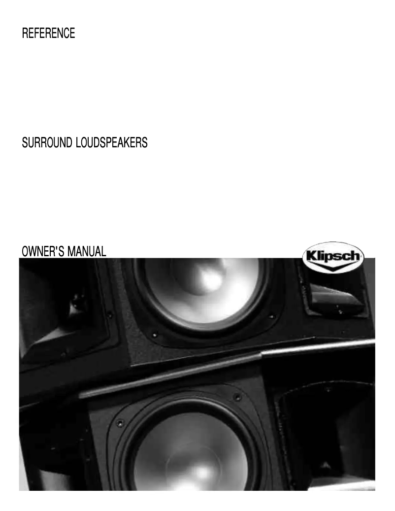 Page 1 de la notice Manuel utilisateur Klipsch RS-62