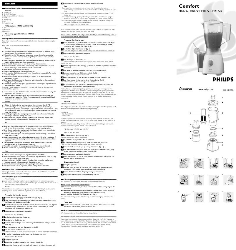 Page 1 of the manual User Manual Philips Comfort HRI7240