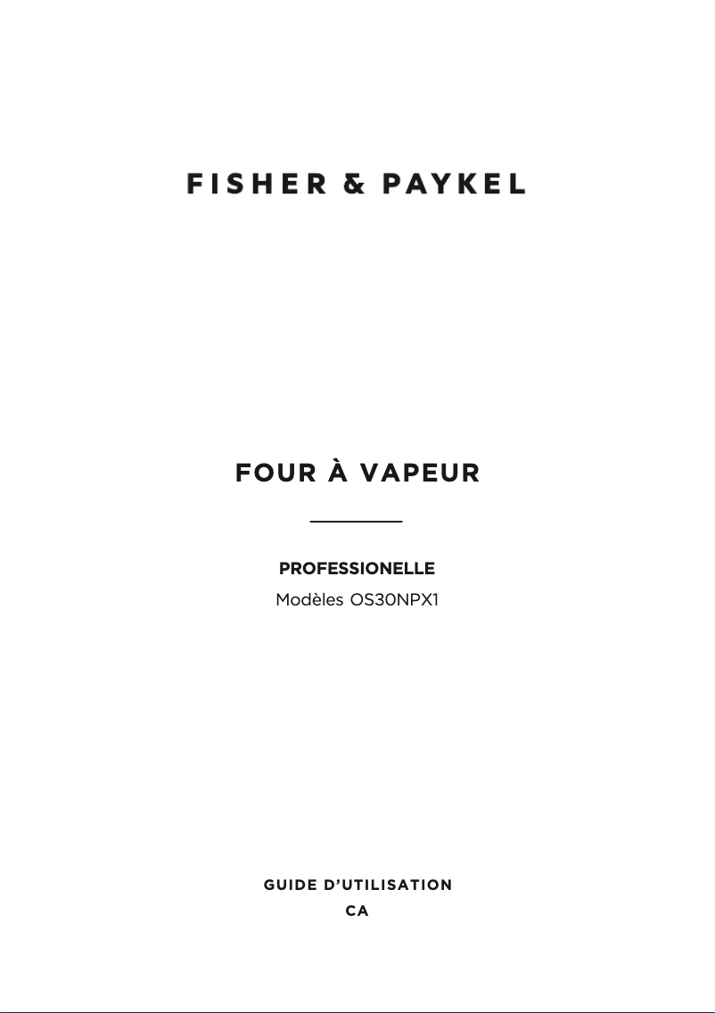 Page 1 de la notice Manuel utilisateur Fisher & Paykel OS30NPX1